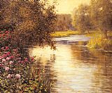 Famous River Paintings - Spring Blossoms along a Meandering River